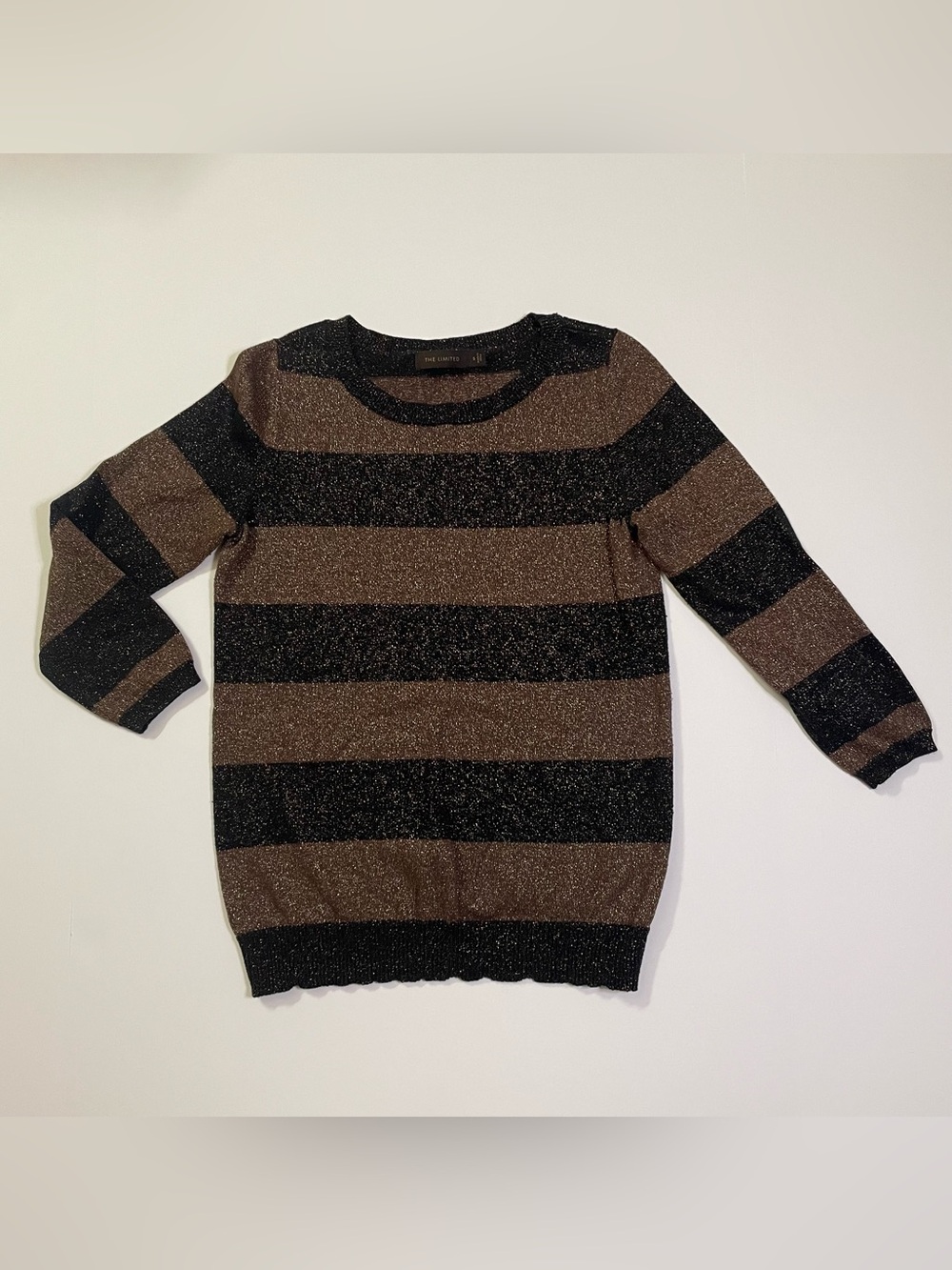 The Limited Metallic Black and Brown Striped Sweater size S